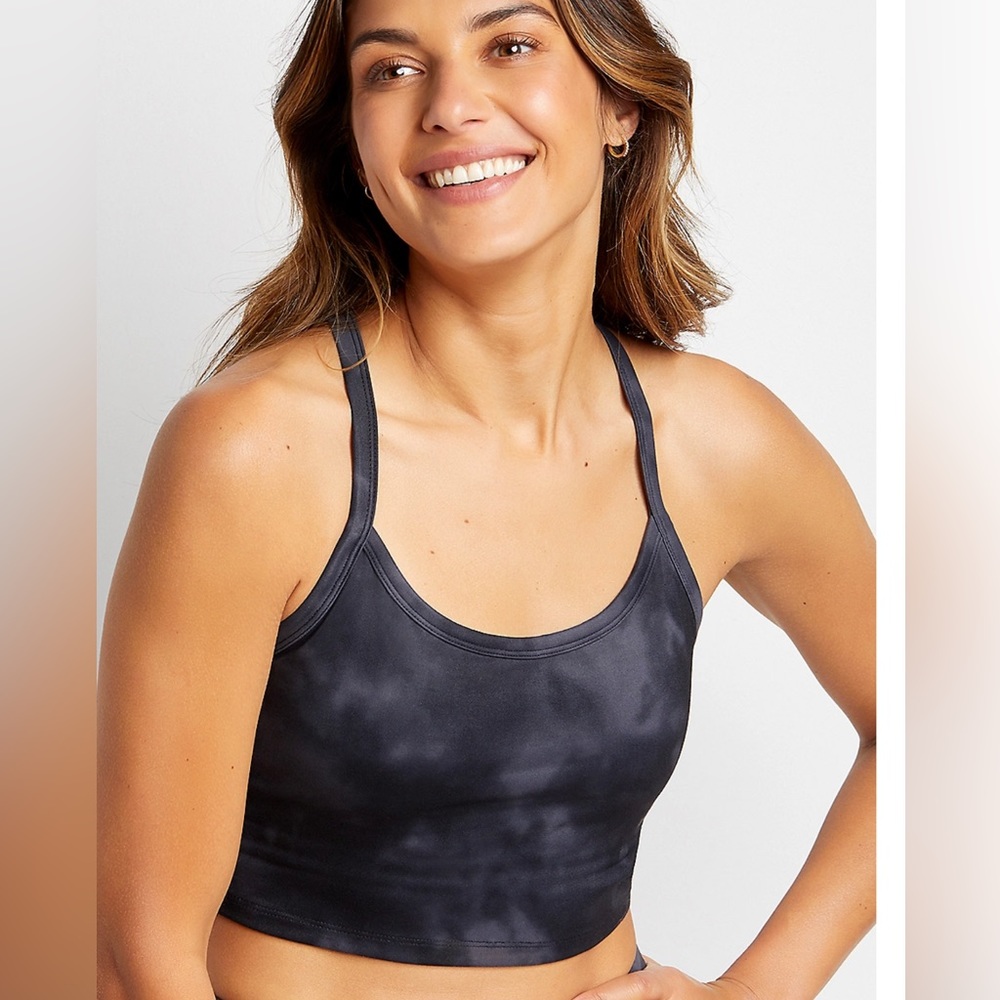 M NEW Black Tie Dye Longline Bralette Bra Maurices Racerback Cotton Wire-free